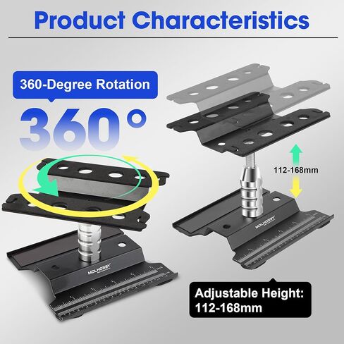 Aluminum RC Car Work Stand with 360°Rotation Lift & Screw Tray, Repair Workstation for 1/10 1/12 1/16 Scale Crawler Monster Truck Buggy, Compatible with RC Accessories (Black) in Saudi Arabia