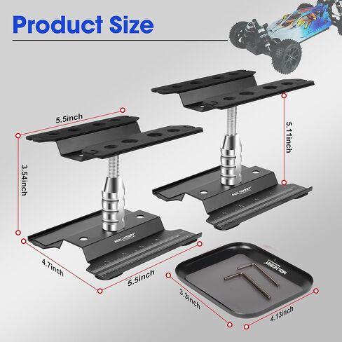 Aluminum RC Car Work Stand with 360°Rotation Lift & Screw Tray, Repair Workstation for 1/10 1/12 1/16 Scale Crawler Monster Truck Buggy, Compatible with RC Accessories (Black) in Saudi Arabia
