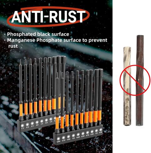 طقم لقم مثقاب سداسي الرأس Impact Hex Head Allen 20 قطعة (متري وSAE)، مجموعة لقم سداسية فولاذية 1/4 بوصة سداسية الشكل S2، أطراف آلية CNC مع مغناطيسية، بطول 2 بوصة مع صندوق تخزين in Kuwait