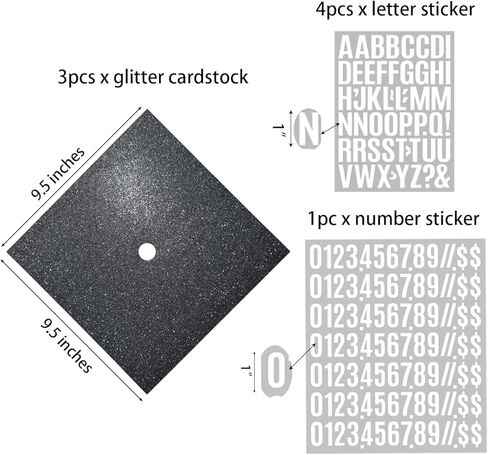 Graduation Cap Decorations - Glitter Paper, Letter Stickers, Self Adhesive Pearl and Diamond Strips for Grad Cap Topper, Black in Kuwait