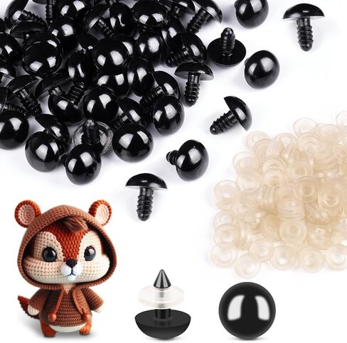 400Pcs Safety Eyes for Crochet Eyes Amigurumi， 14mm Safety Eyes for Stuffed Animals, 200pcs Washers whth 200pcs Plastic Craft Eyes for Crocheting Doll Eyes Making in Kuwait