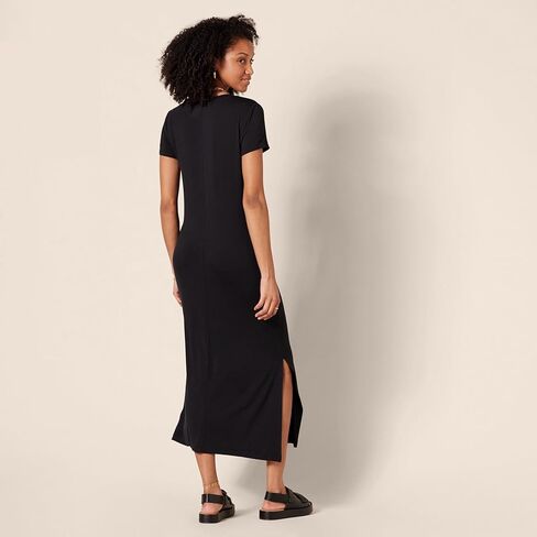 Amazon Essentials Women's Jersey V-Neck Short Sleeve Midi Length Dress in Saudi Arabia