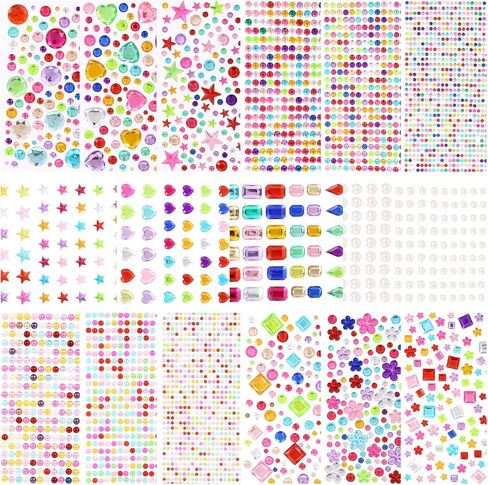 4165 Pcs Gem Stickers Jewels for Crafts Self Adhesive Rhinestone Jewel Stickers Stick on Gems Rhinestones for Crafts Acrylic Bling Heart Stickers for DIY Face Gems Makeup Craft Supplies for Kids in Saudi Arabia