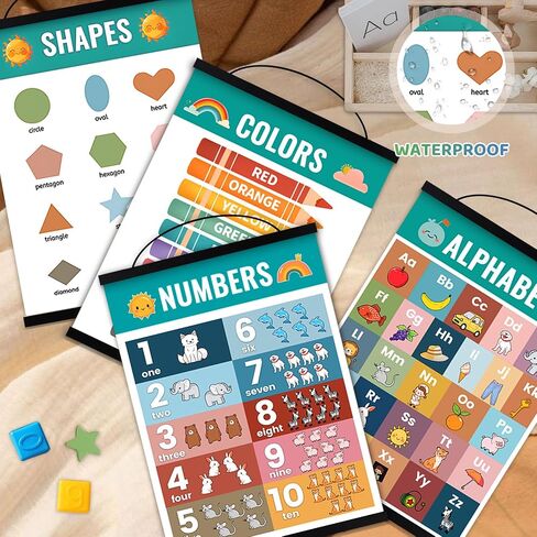 Benjia Alphabet Numbers Color Shape poster hanger frame Set of 4, 12x16 inch for Boys Girls Preschool Educational Learning Poster Wall Decor Nursery Classroom Playroom Toddler Bedroom Kids room in Saudi Arabia