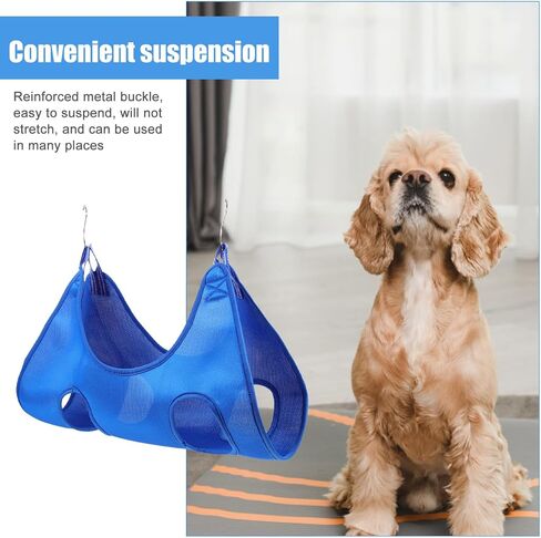BESPORTBLE Breathable Blue Pet Hammock for Cats and Dogs Elevated Grooming Bed for Easy Nail Trimming Strong Support for Various Pet Sizes Conveniently Suspended with Metal Grommets in Kuwait