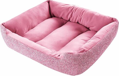 Pet Bed, Sparkling Rhinestones, Soft, Comfortable Velvet, for Lounging Dogs, Cats, Pets, Red, Small, Sold Individually in Saudi Arabia