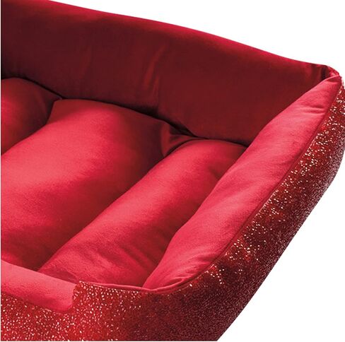 Pet Bed, Sparkling Rhinestones, Soft, Comfortable Velvet, for Lounging Dogs, Cats, Pets, Red, Small, Sold Individually in Saudi Arabia