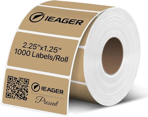 iEager 2.25x1.25 Inch Thermal Labels, Brown Durable Thermal Printer Stickers, Self-Adhesive Shipping Label Printer Sticker for Barcode, Name, Address, 1000 Labels/Roll in Kuwait