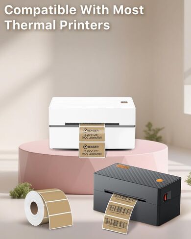 iEager 2.25x1.25 Inch Thermal Labels, Brown Durable Thermal Printer Stickers, Self-Adhesive Shipping Label Printer Sticker for Barcode, Name, Address, 1000 Labels/Roll in Kuwait