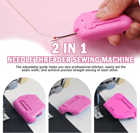 Eastrpupira 2-in-1 Adjustable Seam Guide with Built-in Seam Ripper, Stitch Remover Tool, Multifunctional Hemmer Guide with Scale (Pink) in Saudi Arabia