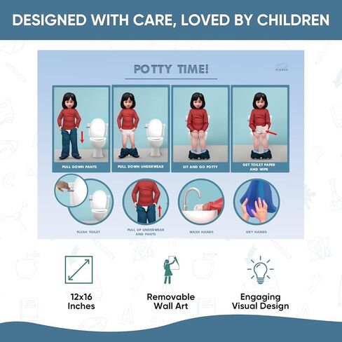 KIARES Potty Training - Visual Aids for Kids with Autism & ADHD - Visual Schedule for Kids, Daily Routine Potty Chart with Step-by-Step Instructions, 16 Ethnic Options (Caucasian Boy - Brown) in Saudi Arabia