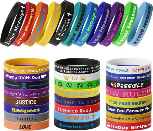 10/30/50/100 PCS Custom Silicone Wristbands for Events, Party, Awareness, Personalized Multi-color Bracelets Bulk in Kuwait