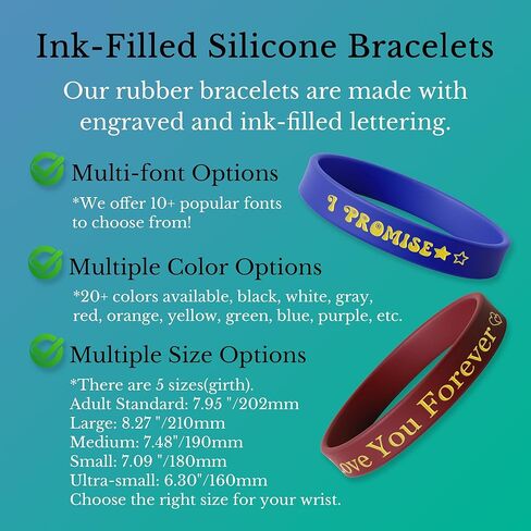 10/30/50/100 PCS Custom Silicone Wristbands for Events, Party, Awareness, Personalized Multi-color Bracelets Bulk in Kuwait