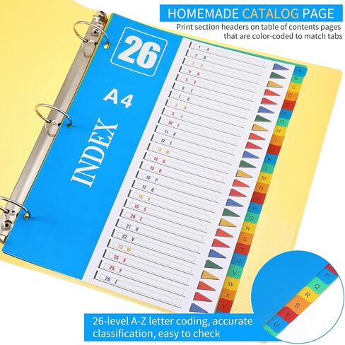 Jetec 12 Sets A-Z Tab Dividers for 3 Ring Binders Plastic Multicolor Dividers Dividers Abphabet Huck in Saudi Arabia