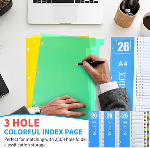 Jetec 12 Sets A-Z Tab Dividers for 3 Ring Binders Plastic Multicolor Dividers Dividers Abphabet Huck in Saudi Arabia