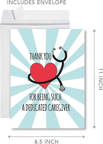 Andaz Press National Caregivers Day Jumbo Card, Dedicated Caregiver, 8.5 x 11 inch Blank Greeting Card with Envelope, Caregiver Appreciation Day Card Thank You Card For Caregiver, Nurse, 1-Pack in Kuwait