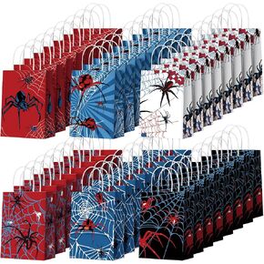 Epakh 24 Pcs Spider Party Favors Bags with Handles Spider Birthday Party Decorations Double Sided Goodie Candy Bags (Class Spider)