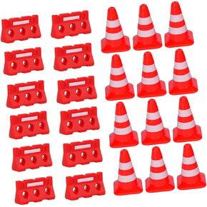 48Pcs Mini Simulation Traffic Fences Educational Roadblocks for Cognitive Learning for Early Transportation Education and Creative Play