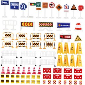 Hemoton Traffic Signs for Road Signs Set with Traffic Cones Models Educational for Learning Traffic Rules Imaginative Play for Table Demonstrations