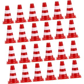 Totority 60Pcs Traffic Simulation Cones Educational Road Sign for Teaching Traffic Awareness Roadblocks for DIY Play for Outdoor Fun and Birthday Parties