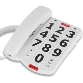 Lativu Landline Phones for Seniors, Simple Big Button Phone for Seniors, White Telephone Landline Phones with 3 One-Touch Dialing/Adjustable Volume/LED Call Alert for Elderly Use
