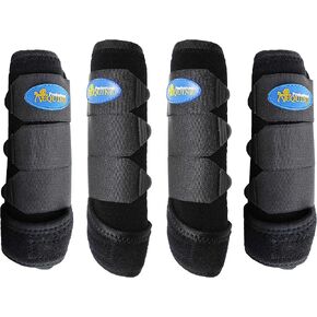 CHALLENGER Large Horse Sports Medicine Front & Back Leg Splint Boots Black 41BKC-L