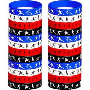 CupaPlay 24PCS Fencing Rubber Bracelets Suitable for Fencing Fan Sports Match Themed Party Favors Supplies Decorations Birthday Silicone Wristbands