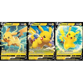 Pikachu V - Pokemon Black Star Promo - 3 Card Lot - SWSH061 - SWSH063 - SWSH198 - Ultra Rare Holo