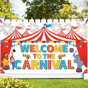 KatchOn, Xtralarge Welcome To The Carnival Banner - 72x44 Inch | carnival Theme Party Decorations | Circus Theme Party Decor | Carnival Games for Kids, CarnIval Decorations for party