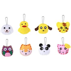 Yardwe 8Pcs DIY Animal Shape Pendant Kit for Fun Schoolbag Decoration Craft with Non Woven Fabrics for Developing Practical Skills and Creativity Random Styles Included