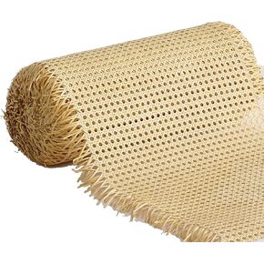 Caning Mesh Rattan, Pre-Woven Wicker Cane Webbing Sheet for Caning Projects, Pole Wrap Rattan Fabric for DIY Craft Dresser Cabinet Chair Furniture Repair Home Decor(16" Wx 13ft L)
