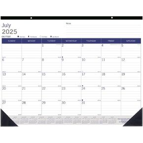 Blueline® DuraGlobe™ Academic Monthly Desk Pad Calendar, 13 Months, July 2025 to July 2026, Bamboo Fiber Paper, 22" x 17" (CA177227-26)