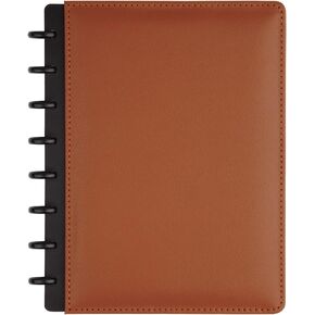 TUL Custom Note-Taking System Discbound Notebook, Junior Size, Leather Cover, Brown