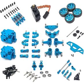 RC Praff Part متوافق مع Wltoys 284131 K969 K979 K989 K999 P929 P939 1/28 RC CAR Upgrade Parts Metal Metal Gearbox Link 18 Pack (Blue)