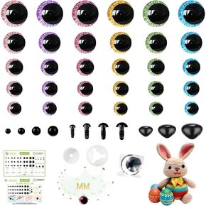 MUCUNNIA Glitter Moon Safety Eyes 268Pcs 6-30mm Safety Eyes and Noses for Crocheting with Washers Large Crochet Safety Eyes for Amigurumi Gift for Crochet Lovers Decorations