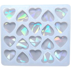 NUEAYMS Holographic Heart Shaped Silicone Mold Ear Studs Epoxy Resin Casting Mould for DIY Earrings Necklace Anklet Bracelet
