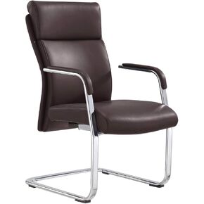 ZURI Modern Draper Leather and Chrome Side Chair with Aluminum Base - Dark Brown