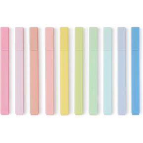 Amazon Basics Pastel Highlighters Set, No Bleed Bible Assorted Colors, 10 Pieces, Chisel Tip