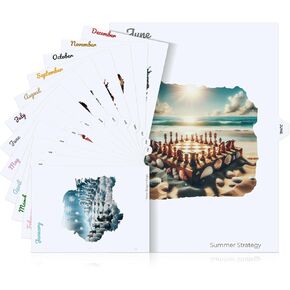 Seasonal Art 12-Month Tab Dividers for 3-Ring Binders, Letter 8.5 x 11 in – Jan-Dec Illustrated Tabs, 350 GSM Cardstock, Laminated, Fits School & Office Binders
