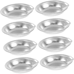 Mikikit 8pcs لوحة الطلاء من الفولاذ المقاوم للصدأ لوحة صينية خلط مستديرة صغيرة لللوحة الزيتية بالألوان المائية سهلة التنظيف متعددة للفنانين ماكياج الحرف غير العصي
