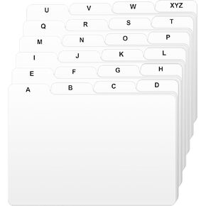4x6 Index Card Alphabet Tab Dividers 24 pcs (White)