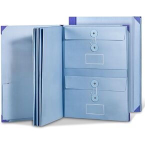 Blue Folio Document Organizer ، Folio مع مجلد متعدد الجيب ، منظم الوثائق لمدرسة مكتب مكتب العائلة ، منظم الملفات المحمولة لجواز سفر شهادة الميلاد