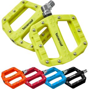 BOWOD Bike Pedals, Clipless MTB Pedals Flat, Light Weight Nylon Composite Pedals with 20 Pins per Pedal, Non-Slip Road Bike Pedals Mountain Bike Adult Bicycle Pedals for City Cyclocross Bikes 9/16" in Kuwait
