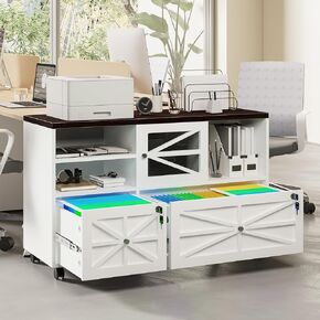 2 خزانة ملفات درج مع قفل ، خزانة الملفات المتداولة لمكتب المنزل تناسب رسالة/قانوني/F4/A4 ، Filing Cabinet 2 مع رف قابل للتعديل وعجلات قابلة للقفل (بيضاء + بنية)