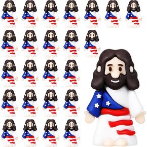 25 Pcs Mini Jesus Figurine Toy Bulk Little Original Design Rubber Jesus Figurine Toy Hide and Seek Religious Party Gift Sunday School Craft Christening Party Gift