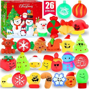 Squishies, 26 Pack Mochi Squishy Toys - Christmas Kawaii Cat Squishys Slow Rising Animals - Party Favors, Goodie Bag, Birthday Gifts, Mini Squishies Stress Reliever Toy Pack
