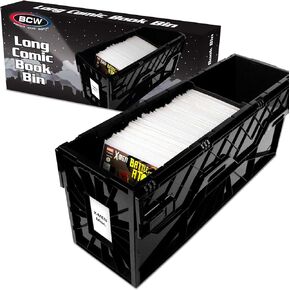 BCW Long Comic Bin - 2 Pack - Holds Up to 300 Comics in Bag and Board | Acid Free Comic Book Storage & Organizer | Heavy Duty Plastic Comic Storage Box, Stackable Comics Short Box in Kuwait
