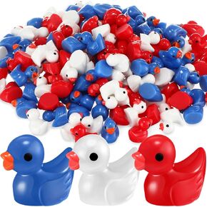 150 Pcs Tiny Ducks Red White and Blue Mini Resin Duck Figures Bulk for Patriotic Party 4th of July Veterans Labor Day Toys Aquarium Potted Ornament DIY Accessory(Independence Day Color)