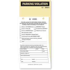 SmartSign NCR 2-Part Perforated Numbered Parking Violation Ticket | 4.25" x 9.25" Manila Tag with Adhesive Strips, Pack of 50