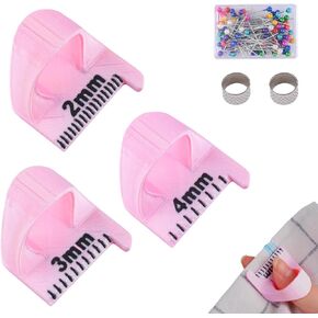 3Pcs Stitching Guide Tool,Multifunctional Finger Ruler Sewing Template,Overlock Ruler with Scale for Hand Sewing Beginners Tailors